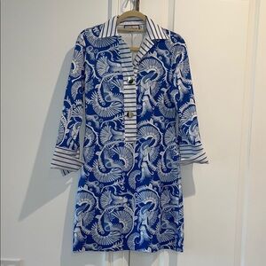 CK Bradley Blue and White Shirt Dress